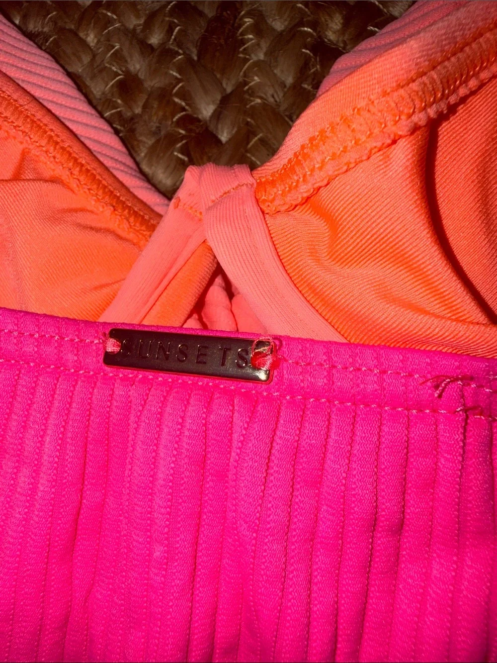 Two-Tone Pink Twist-Front Tankini Swimsuit